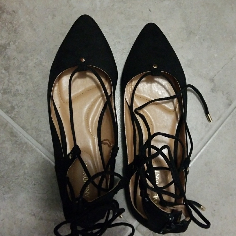 Black lace up flats